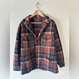 Plaid Pendleton L Wool Men's Jacket - Brown and Black